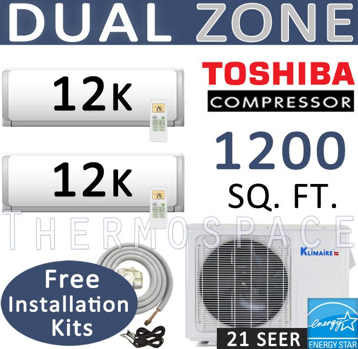 Dual Zone Senville Mini Split, 24000 BTU AC Air Conditioner w/ Heat Pump