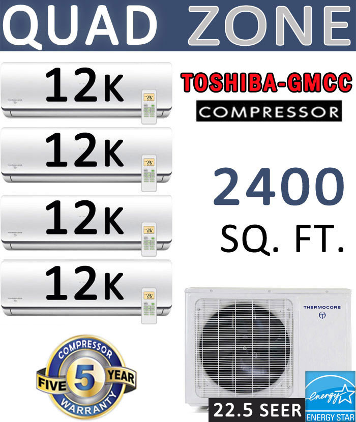 Dual Zone Senville Mini Split, 24000 BTU AC Air Conditioner w/ Heat Pump