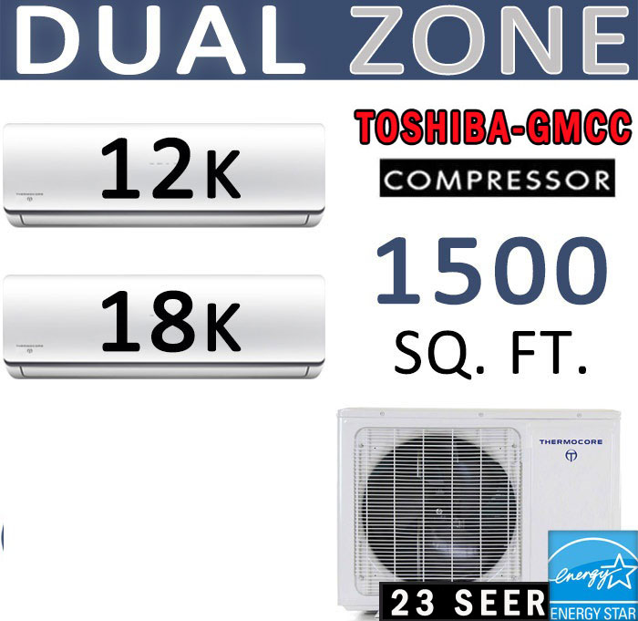 Dual Zone Senville Mini Split, 24000 BTU AC Air Conditioner w/ Heat Pump
