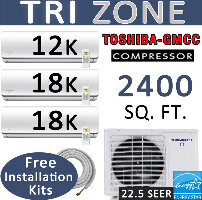Dual Zone Senville Mini Split, 24000 BTU AC Air Conditioner w/ Heat Pump