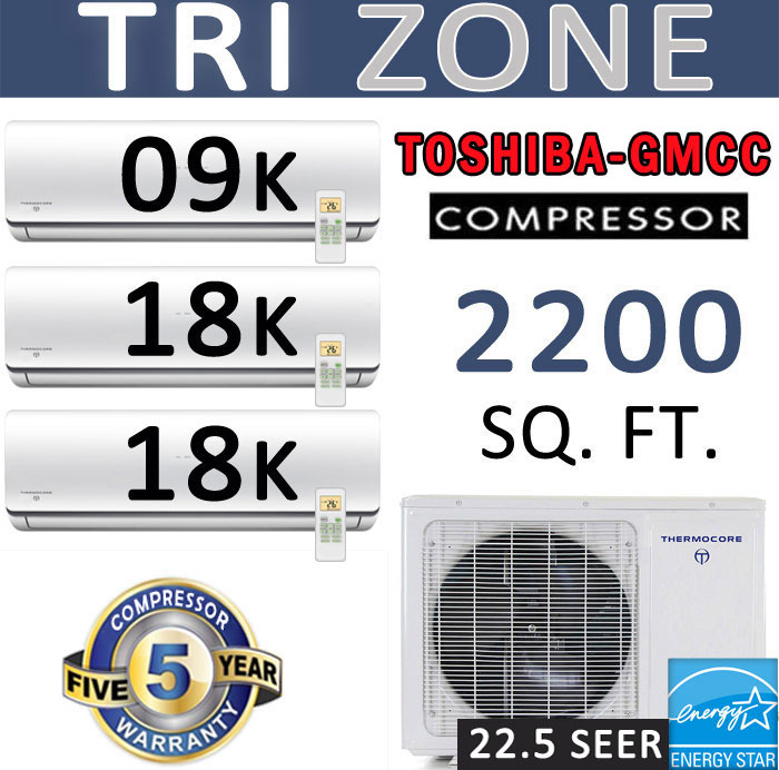 Dual Zone Senville Mini Split, 24000 BTU AC Air Conditioner w/ Heat Pump