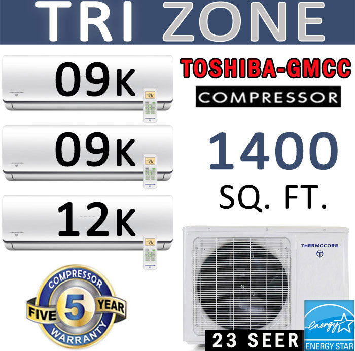 Dual Zone Senville Mini Split, 24000 BTU AC Air Conditioner w/ Heat Pump