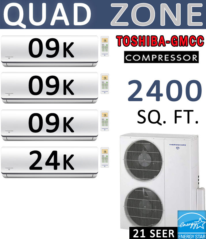 Dual Zone Senville Mini Split, 24000 BTU AC Air Conditioner w/ Heat Pump