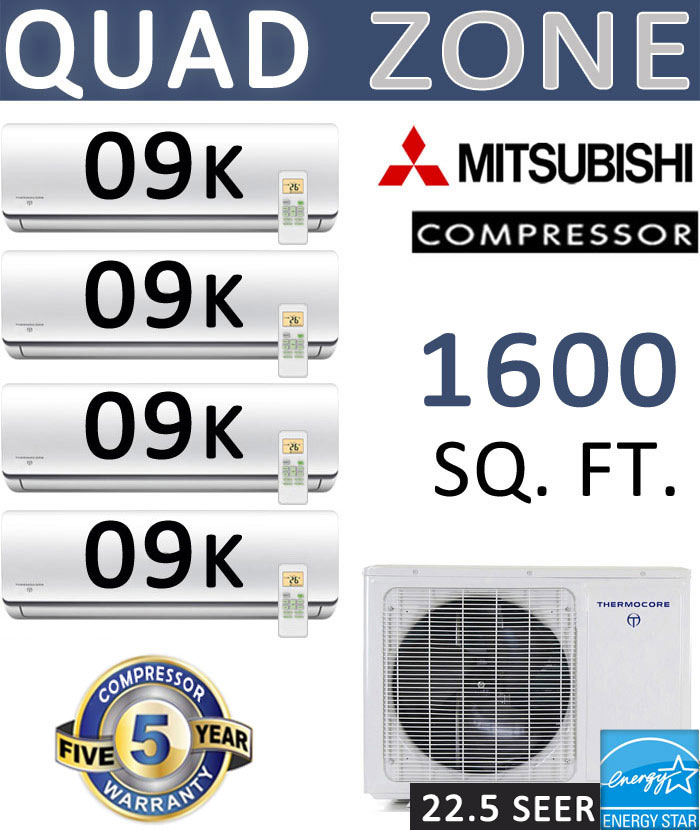 Dual Zone Senville Mini Split, 24000 BTU AC Air Conditioner w/ Heat Pump